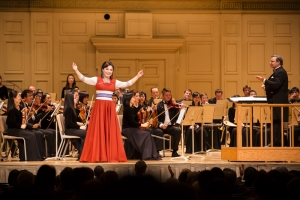 Soprano Haolan Geng after performing 'The Purpose of Life.'