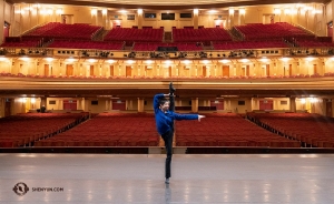 Dancer Ty Chen warms up before his company's first performance at the War Memorial Opera House in San Francisco.

(Photo by Zhiheng Li)